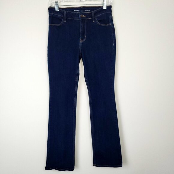 Old Navy Mid Rise Kicker Bootcut Dark Wash Jeans Size 4 Short - Picture 1 of 7